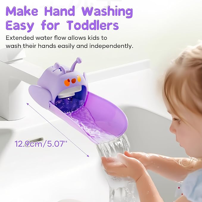 2 Pack Faucet Extender for Toddlers, PANIMOSI Kids Sink Extender for Bathroom, Kitchen, BPA Free, Food Grade Silicone Baby Hand Washing Water Spout Extender Fits Standard and Gooseneck Faucet