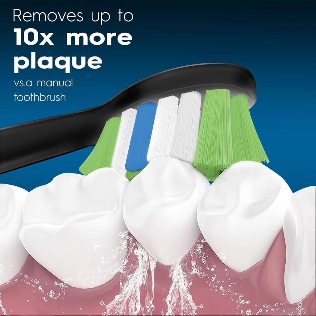 Replacement Toothbrush Heads Compatible with Philips Sonicare ProtectiveClean 4100 5100 5300 6100 Electric Toothbrushes, W Replacement Head for Sonicare, Black, 8 Count