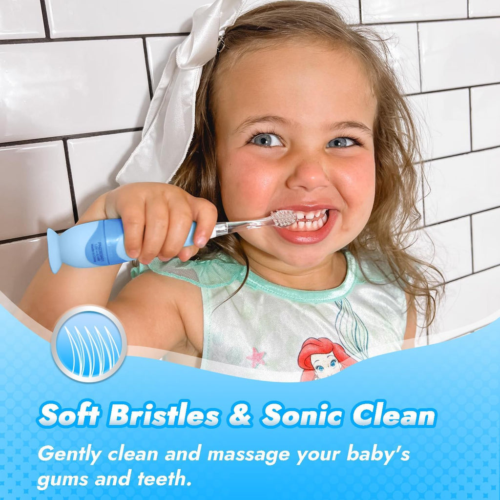 Papablic Toddler Sonic Electric Kids Toothbrush for Ages 1-3 Years, Baby Electric Toothbrush with Cute Penguin Cover and Smart LED Timer, 2 Brush Heads (Pippin)