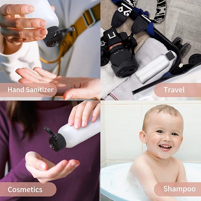 LISAPACK 3.4 oz Travel Bottles for Toiletries, Plastic Travel Size Containers for Shampoo Conditioner TSA Approved, Empty Small Squeeze for Lotion, Leak Proof Mini Liquid Tube for Refillable Brown