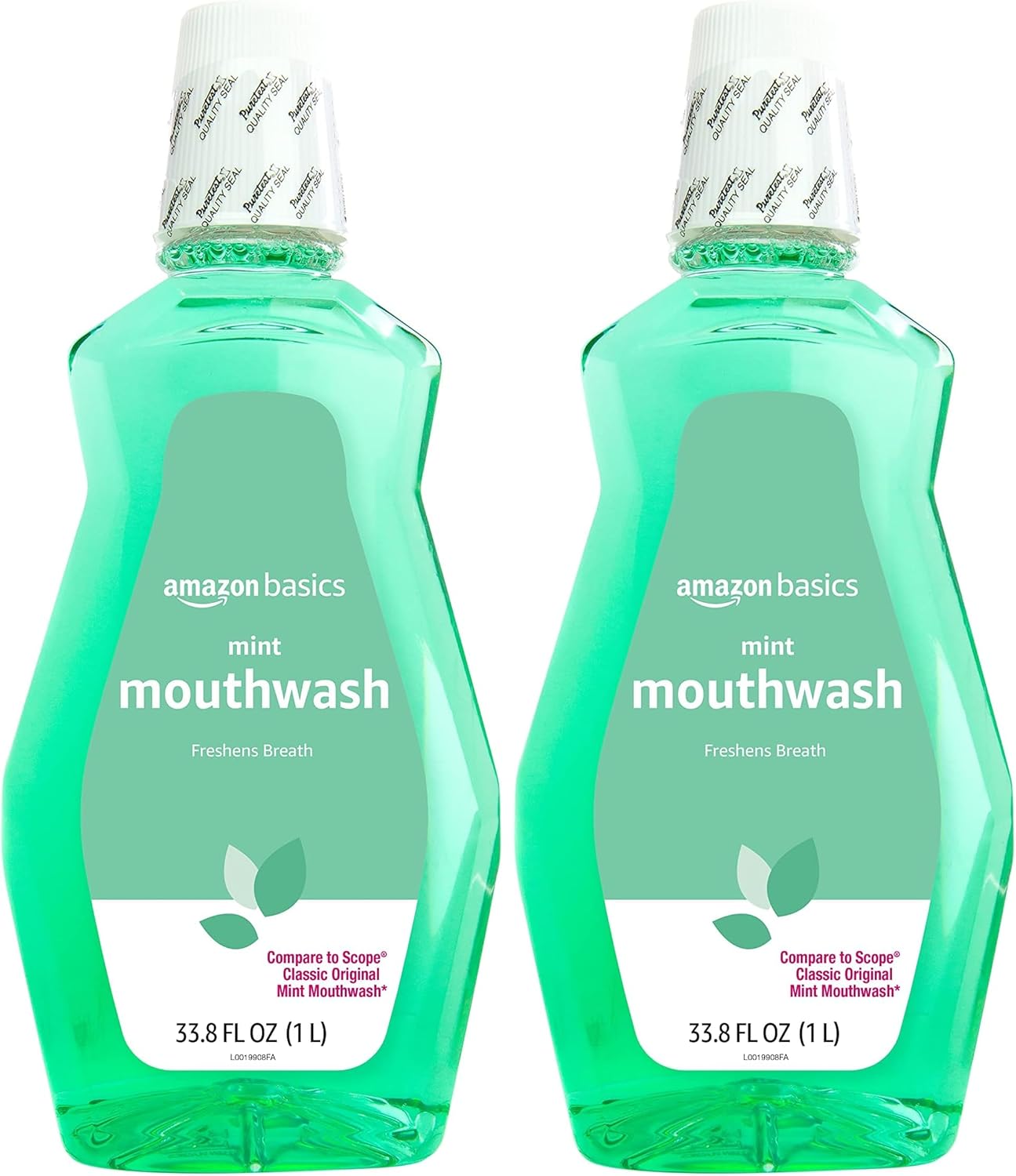 Amazon Basics Fresh Breath Mouthwash, Mint, 33.8 Fl Oz (Pack of 2), (Previously Solimo)