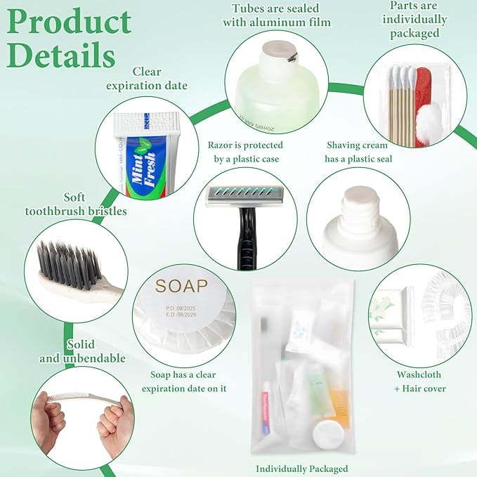 Hygiene Kit Bulk, Individually Packed, The convenience kit bulk Is Fully Equipped And Clean And Hygienic, Convenience Kits Suitable For Hotel, Home, Camping, Travel (12 sets)