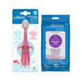Dr. Brown's Infant-to-Toddler Training Toothbrush, Soft for Baby's First Teeth, Pink Elephant, 0-3 Years & Tooth and Gum Wipes, 30 Count