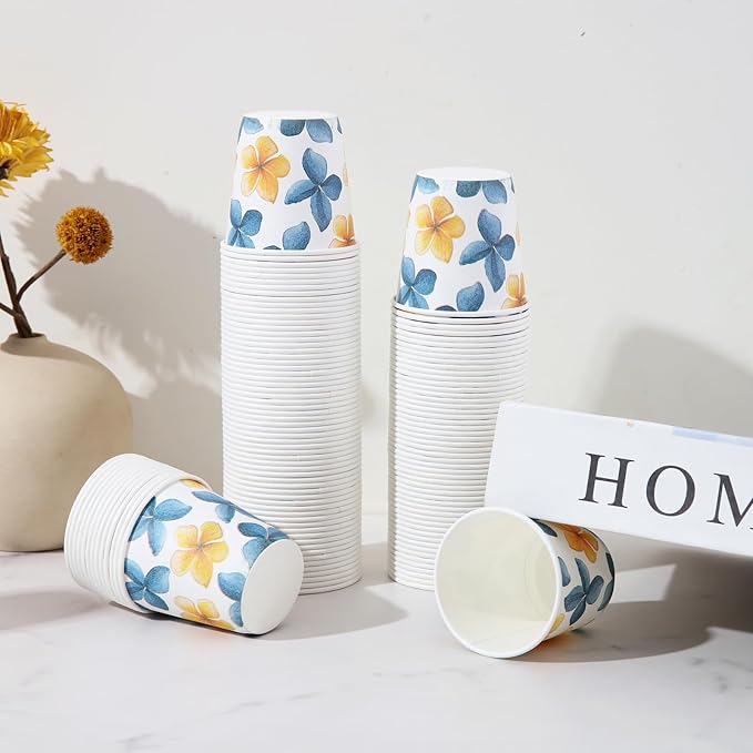 Tamone 600 Pack 3 oz Bathroom Cups, Small Paper Cups Flower Design, Mouthwash Cups, Disposable Paper Cups,3oz Paper Cups for Party, Picnic, BBQ, Travel, Home and Event