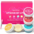 4 Pack Lip Mask Set, Hydrating Lip Mask Overnight - Berry, Grape, Mint, Vanilla Flavors, Lip Sleeping Mask Nourish Lip Balm with Vitamin C & Shea Butter | Dry Lips Care