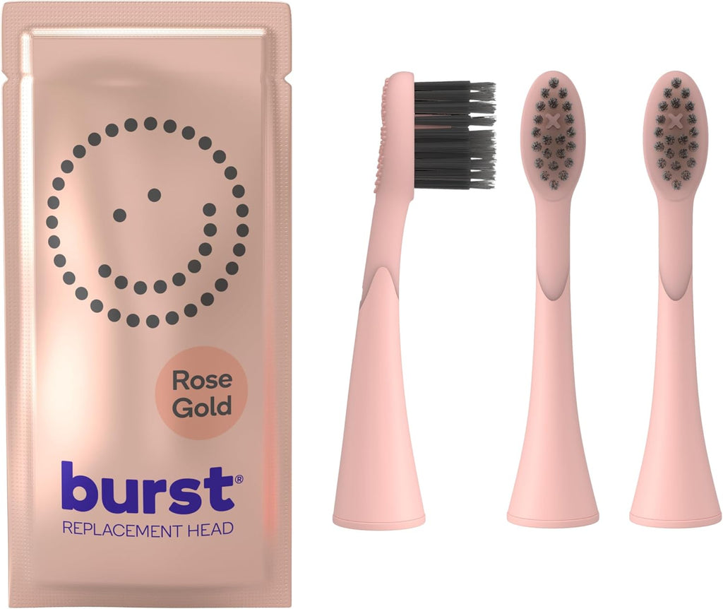 BURST Genuine Replacement Heads for Original Sonic Electric Toothbrush (Rose Gold/3 Pack) | Ultra Soft Bristles for a Deep Clean | Stain & Plaque Removal
