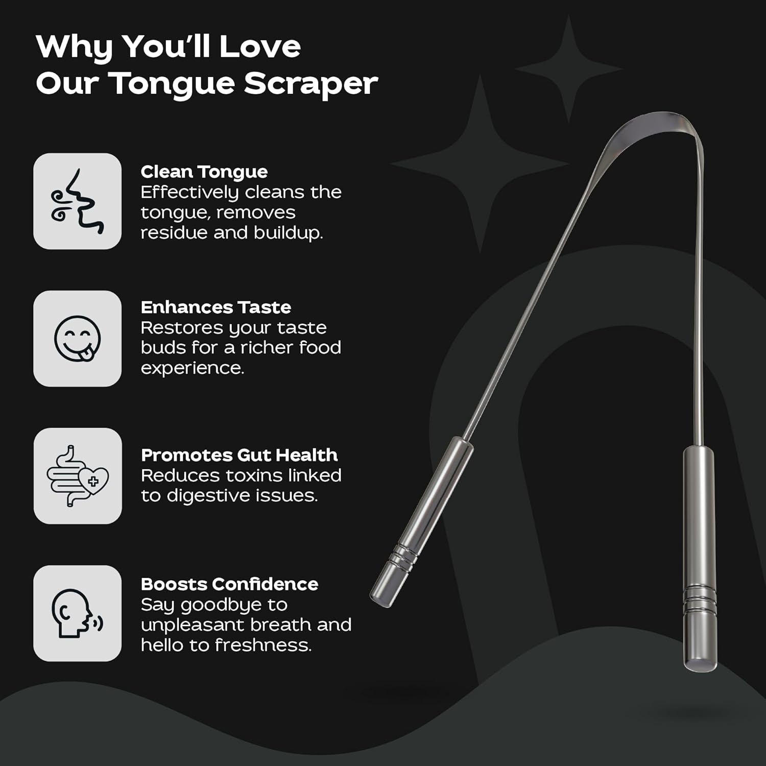 Justnatur 100% Pure Stainless Steel | Ultimate Tongue Cleaner for Fresher Breath | Reusable Metal Tongue Scraper for Adults & Kids | Extra Durable Tongue Cleaning Tool (30g Pack of 2)