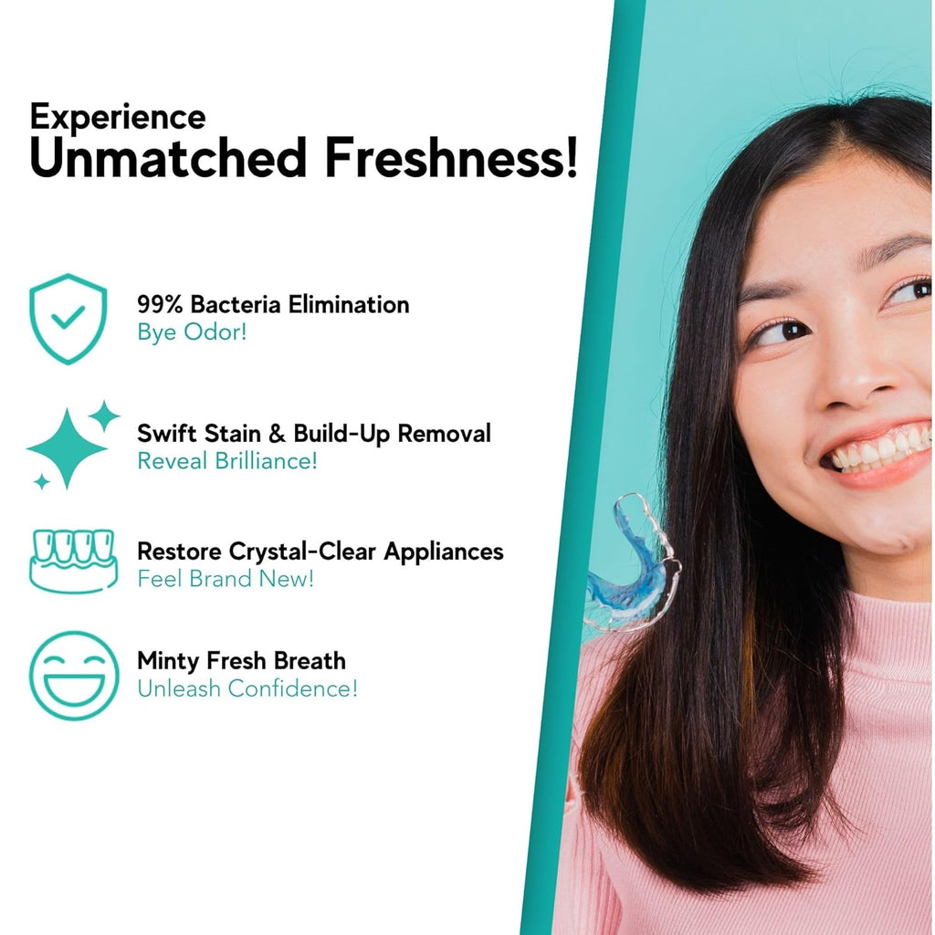 Retainer & Mouth Guard Cleaner Tablets - Mint Flavor Retainer Cleaner Tablets & Invisalign Cleaner - Denture Cleaning Tablets, Denture Cleaner, Aligners, Night Guard, Mouthguard Cleaners - 150 Count