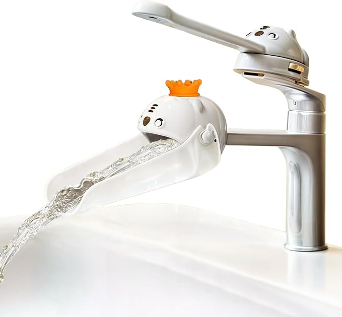 2PCS/Set Faucet Handle Extender for Kitchen and Bathtub Sink, Tap & Nozzle Hand Wash Helper for Sink & Bathroom Spout, Universal Sink Handle Extenders, Animal Design (White)