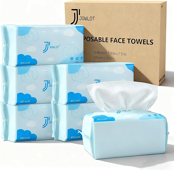 Disposable Face Towels, 480 Count Ultra Soft and Thick Cotton Facial Towels for Sensitive Skin, Dry Wipes Face Tissues Towelettes for Cleansing, Makeup Remover and Skincare
