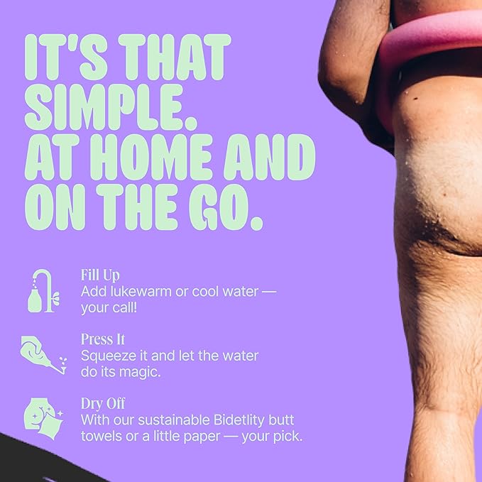 Butt & Intimate Shower 3.0 – Mobile Travel Bidet & Sustainable Intimate Shower, Replaces Wet Wipes, Saves Toilet Paper, Portable Handheld Bidet, Travel Bag Included, BPA-Free - Proud Purple