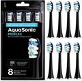 AquaSonic Proflex Replacement Brush Heads | ADA Accepted | for Whiter Teeth & Gum Care | Compatible with Many AquaSonic Toothbrush Handles (8 Pack Black)