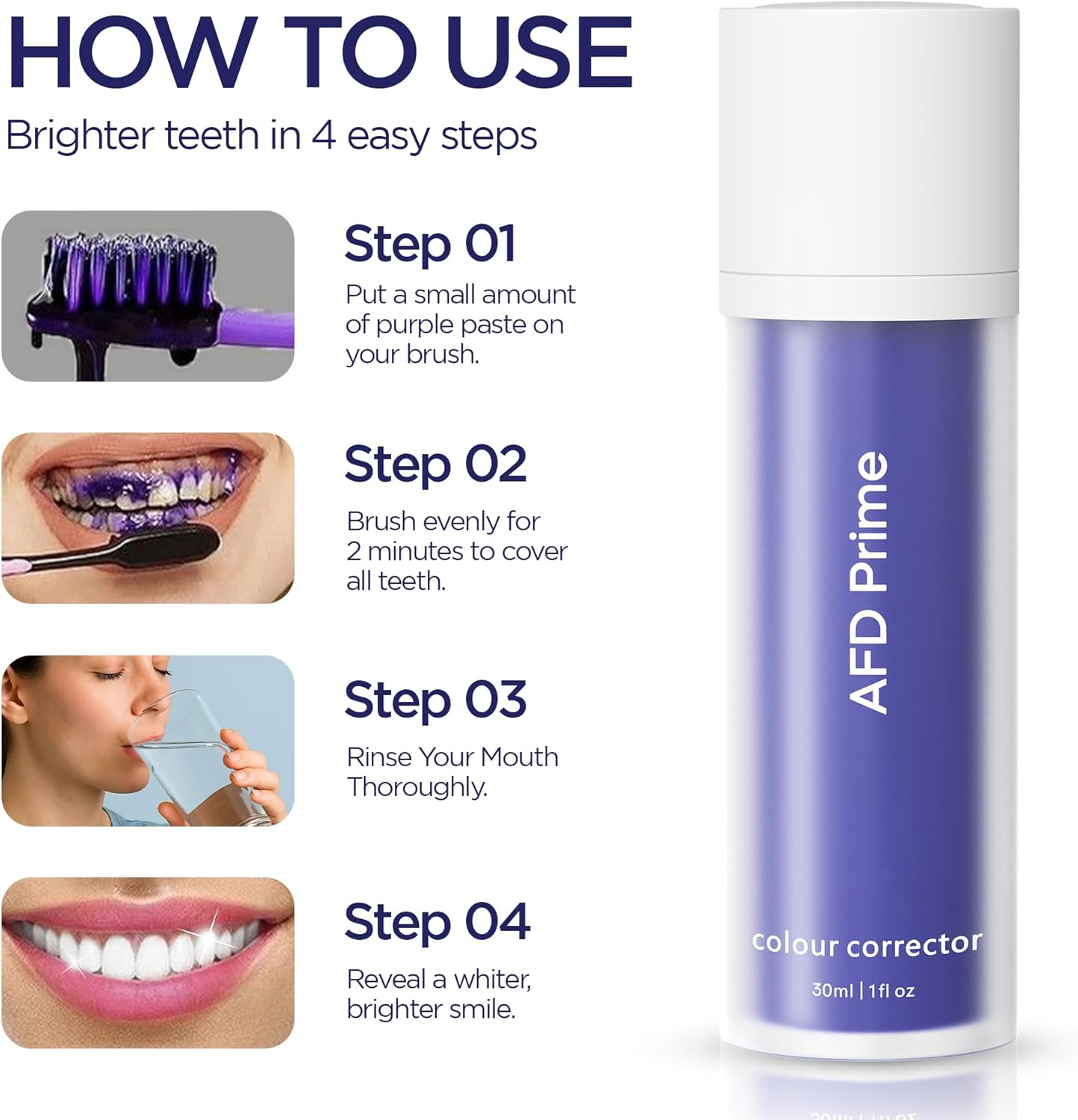 Purple Toothpaste, Teeth Stain Concealer, Teeth Whitening Booster for Yellow & Sensitive Teeth, Purple Luxe Toothpaste for Adults