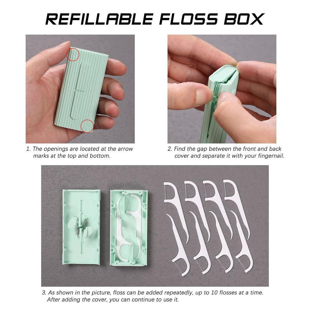 Dental Floss Portable Case, Storage 10 Picks Adult Floss in Box. The Best Tool for Cleaning Teeth and Oral Care. Portable Travel Floss is Perfect for Dinners, Dating, Travel, Hotels. (Blue)