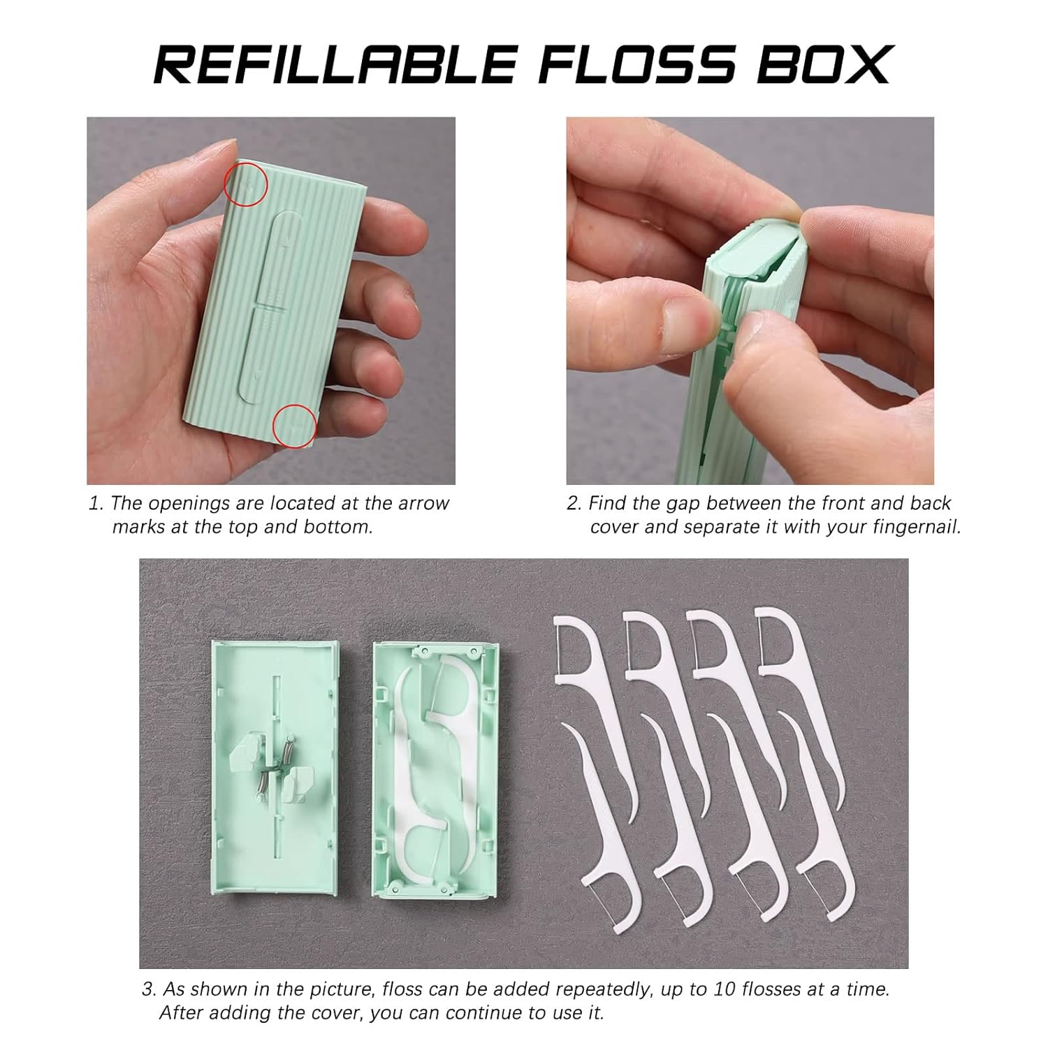 Portable Dental Floss, Portable Travel Floss (White2)