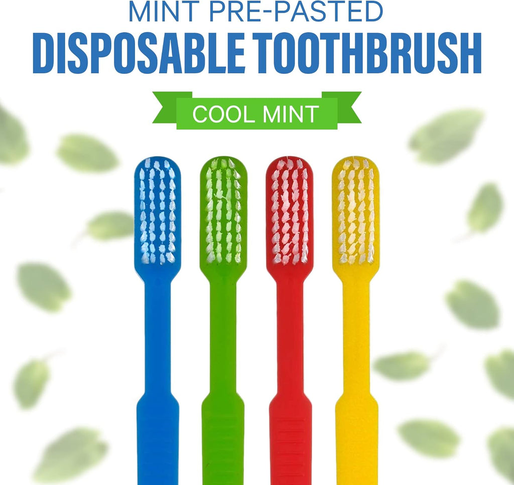 144 Prepasted Disposable Toothbrushes | Pre-Pasted Soft Bristle Tooth Brush for Dental Care & Oral Hygiene | Individually Wrapped Toothbrush Pack Airbnb Gifts | No Water Needed, Paste Made in USA.