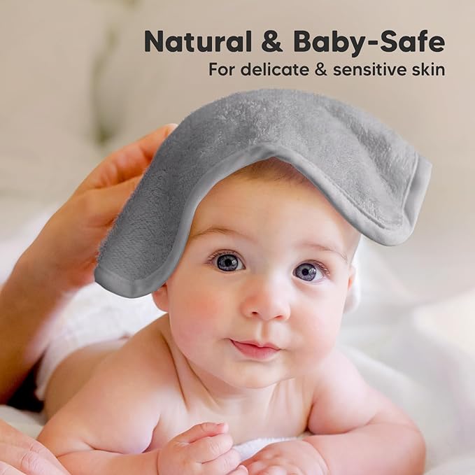 6-Pack Baby Washcloths - Soft Absorbent Viscose from Bamboo Wash Cloths for Babies, Kids, Toddlers, Infant, Newborn Bath Towels, Gentle on Sensitive Skin, 10x10 Reusable Face Towels (Cool Gray)