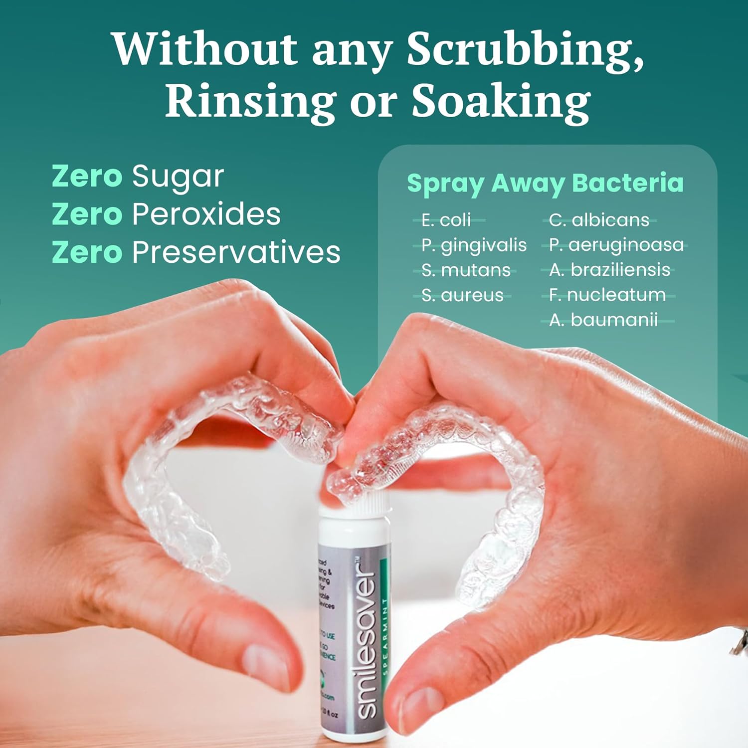 Smilesaver Retainer Cleaner Spray – Invisalign, Mouth Guard, and Denture Cleaner – Quick Oral Care for Aligner & Retainer Hygiene – Natural, Portable & Minty Fresh Oral Care Products (1oz)