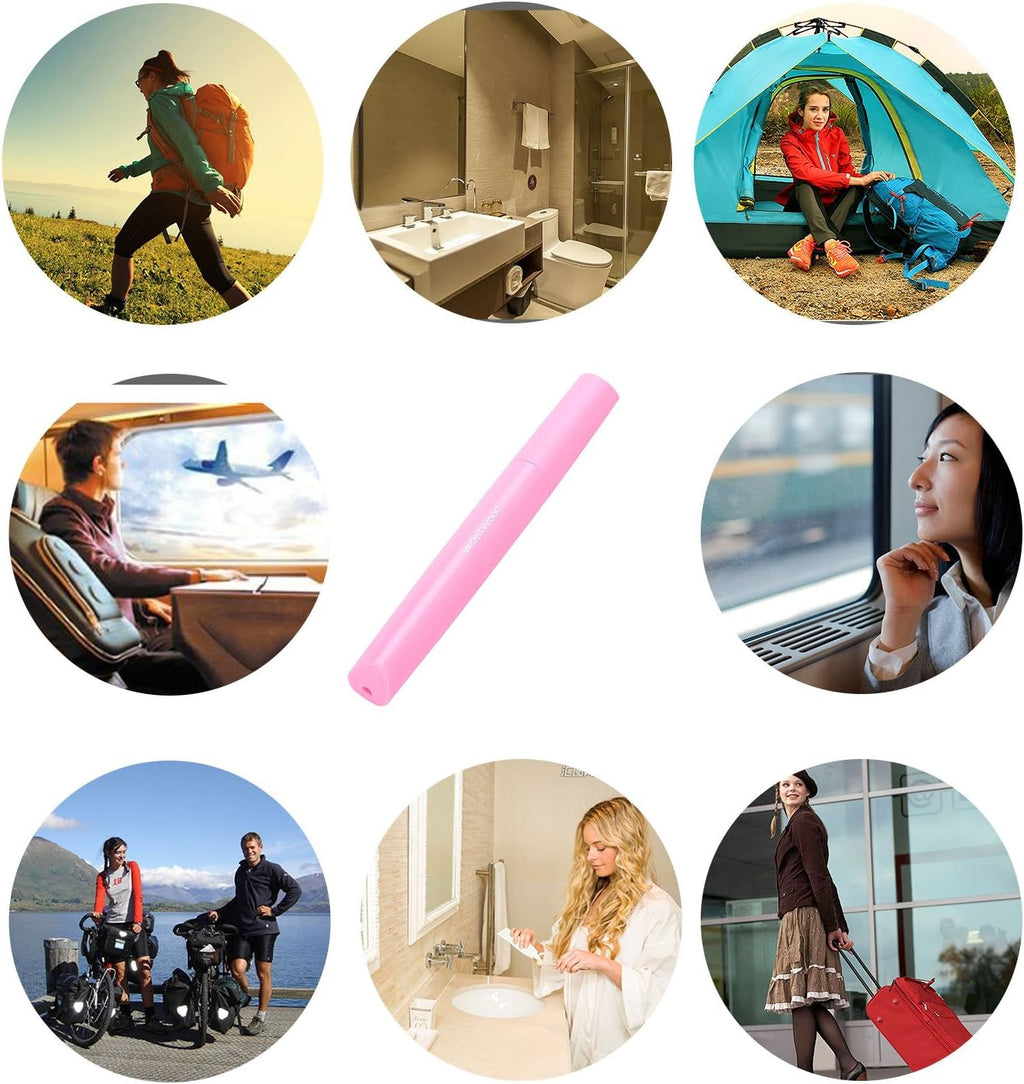 Plastic Travel Toothbrush Cover Portable Toothbrush Box, Breathable Design with Air Hole More Container Toothbrush Tube Container for Home Daily Travel Camping School Business Trip (Pink)