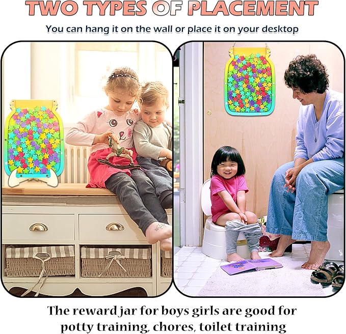 100pcs Reward Jar Classroom, Reward Jar for Kids, Star Jar Behavior Management Classroom Tools, Reward Jar for Good Behavior Home Classroom School Motivate(13 x 9.84") (Colorful)