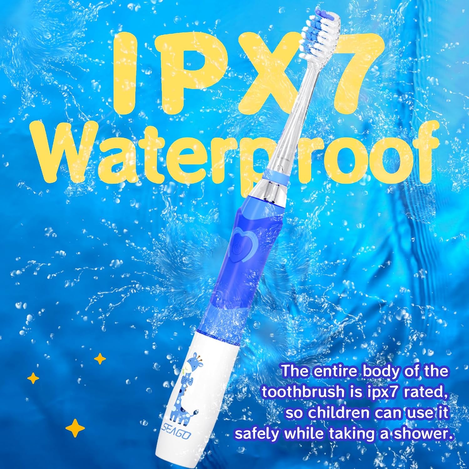 Kids Electric Toothbrush with 2 Minute Timer 30 Seconds Reminder and 4 Replacement Bursh Heads,Color Led Lights,24,000 Vibrations Girls Battery Power Toothbrush for Ages 4-12 Years(Purple)