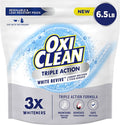 OxiClean Triple Action White Revive Laundry Whitener and Stain Remover Powder, Use with Detergent, Whitens and Brightens Clothes, Removes Tough Stains, Color Safe, Chlorine Free, 6.5 lbs