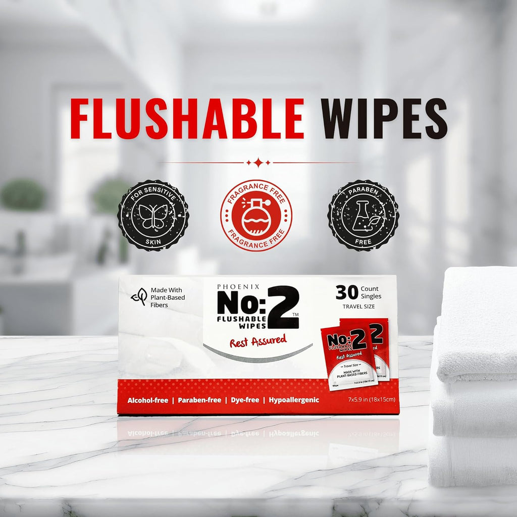 Flushable Wipes - Certified Flushable Wipes - Travel Friendly, Individually Wrapped, Plant Based Fibers, Biodegradable Unscented Wet Wipes, Infused with Soothing Aloe and Cucumber - 30 Count