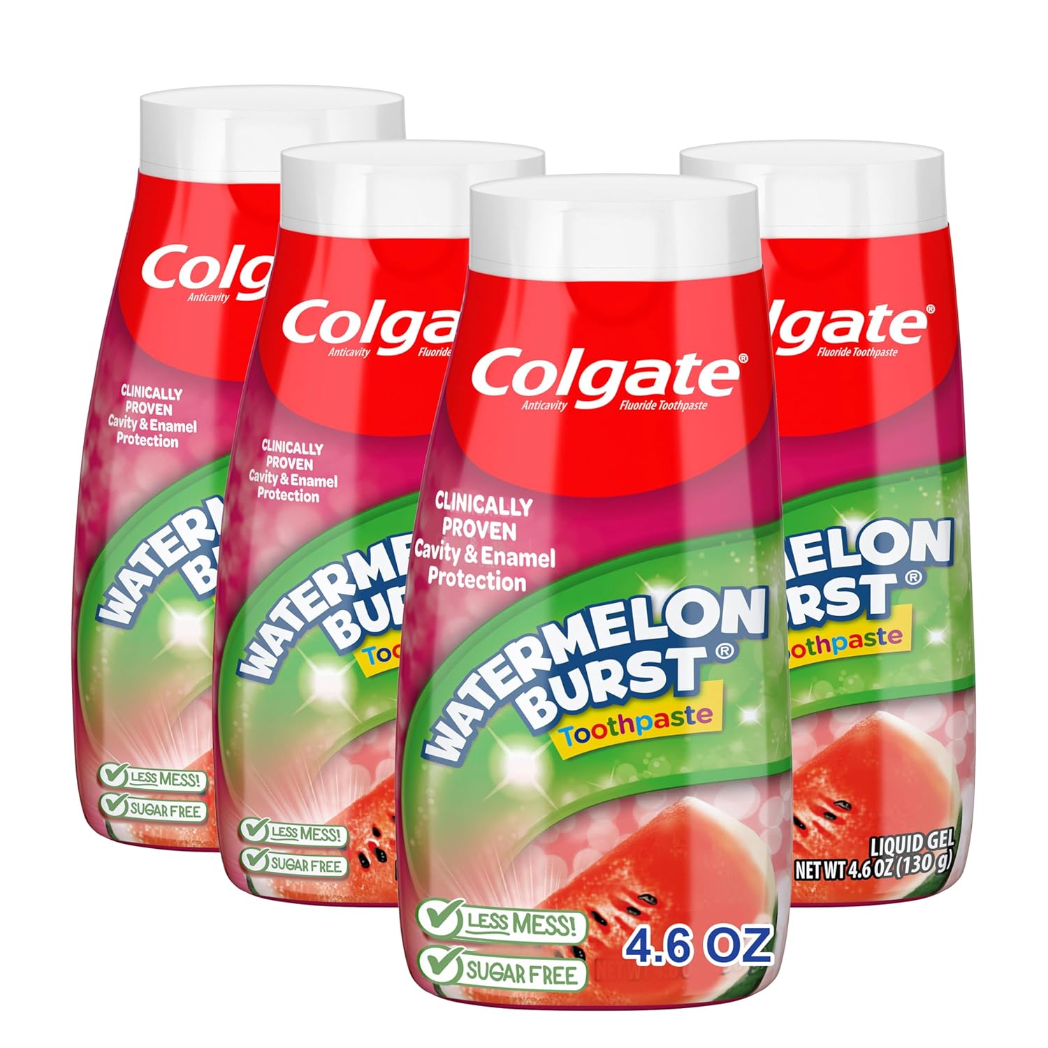 Colgate Anticavity Kids Toothpaste with Fluoride for Ages 2+, Watermelon Burst Flavor - 4.6 Ounce (4 Pack)