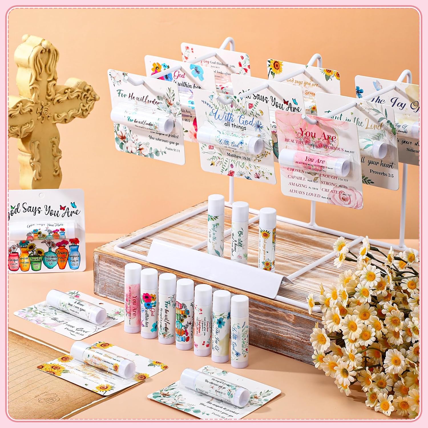 10 Pack Christian Religious Gifts Bulk Bible Verse Lip Balms 5 Flavor for Women Men Christian Religious Church Party Favors with Scripture Inspirational Gifts for Coworkers Staff