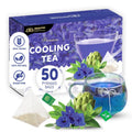 Indochine Blends Cooling Tea | Oolong, Artichoke, Butterfly Pea & Peppermint | Sugar-Free, Caffeine-Free Herbal Tea | Vibrant Blue | Herbal Tea for Relaxation | 4.4 oz | 50 Corn-Fiber Pyramid Bags