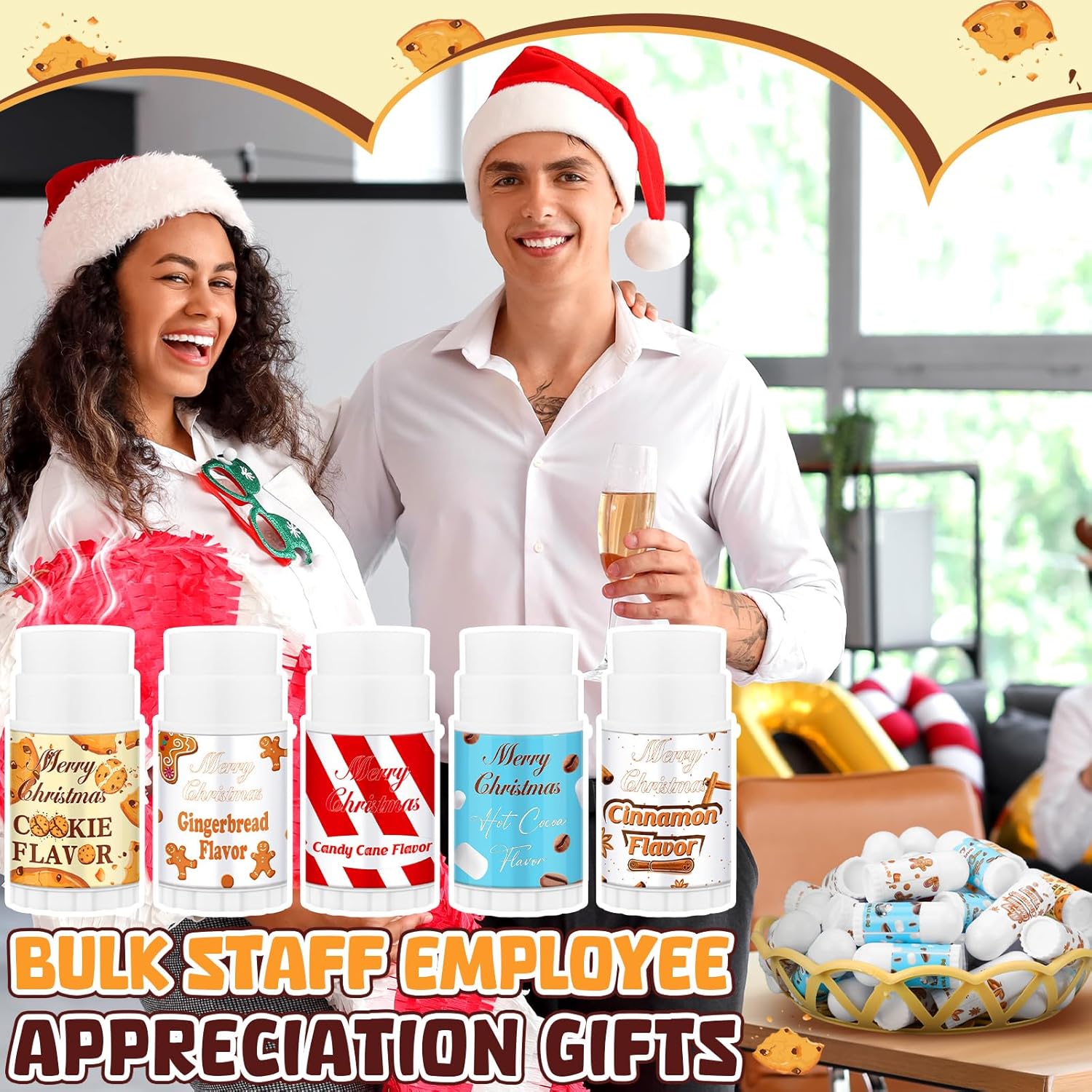 50 Pcs Christmas Lip Balm Bulk Mini Candy Cane Peppermint Flavor Lip Balms Bulk Christmas Stocking Stuffers Xmas Party Gifts Small Thank You Employee Appreciation Gifts for Women Men (Mixed Flavor)