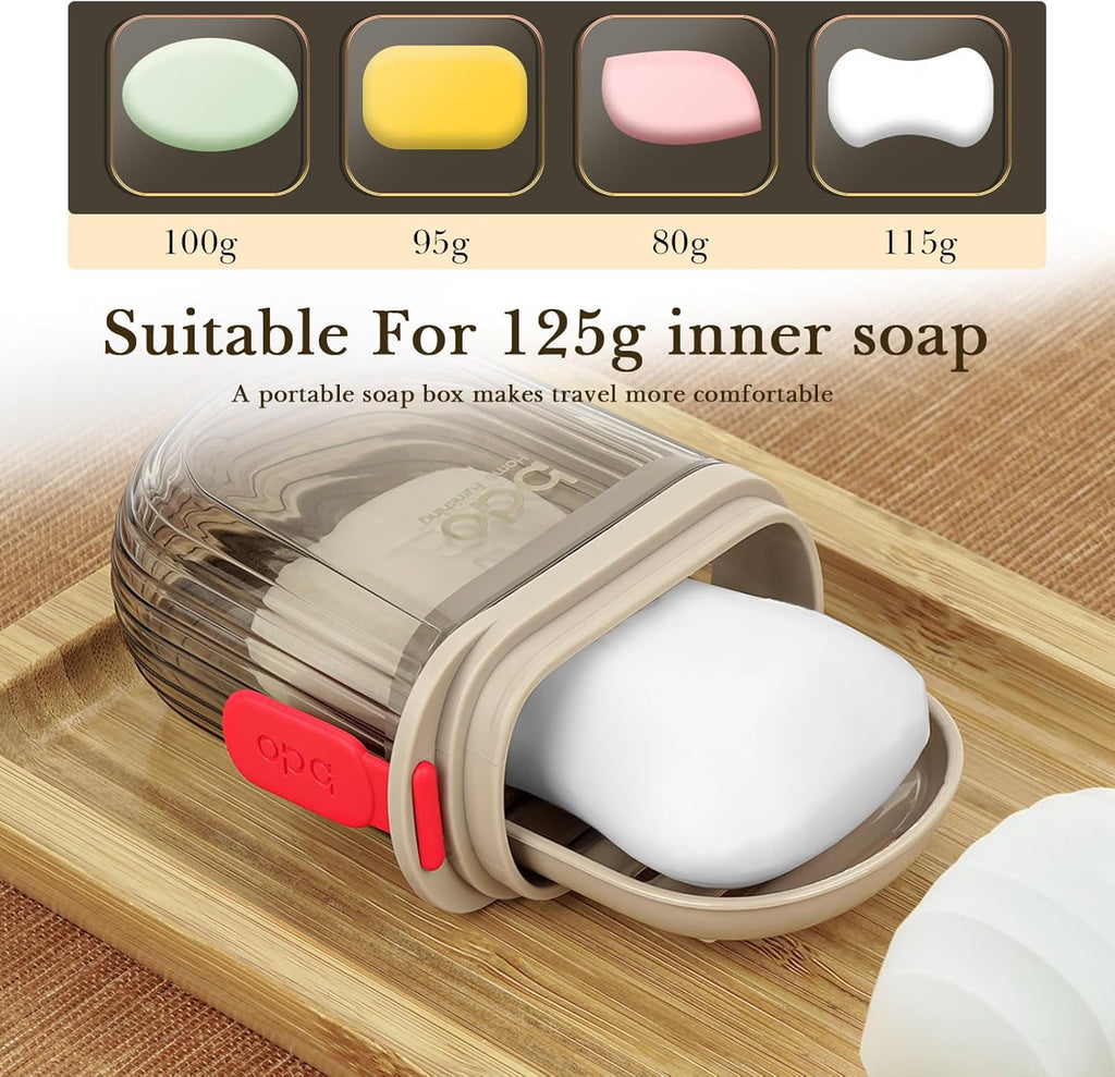 2 Pack Travel Soap Case, Leak Proof Bar Soap Holder with Drainer Tray, Portable Soap Dish Container for Shower, Gym, Camping & Travel (Clear)