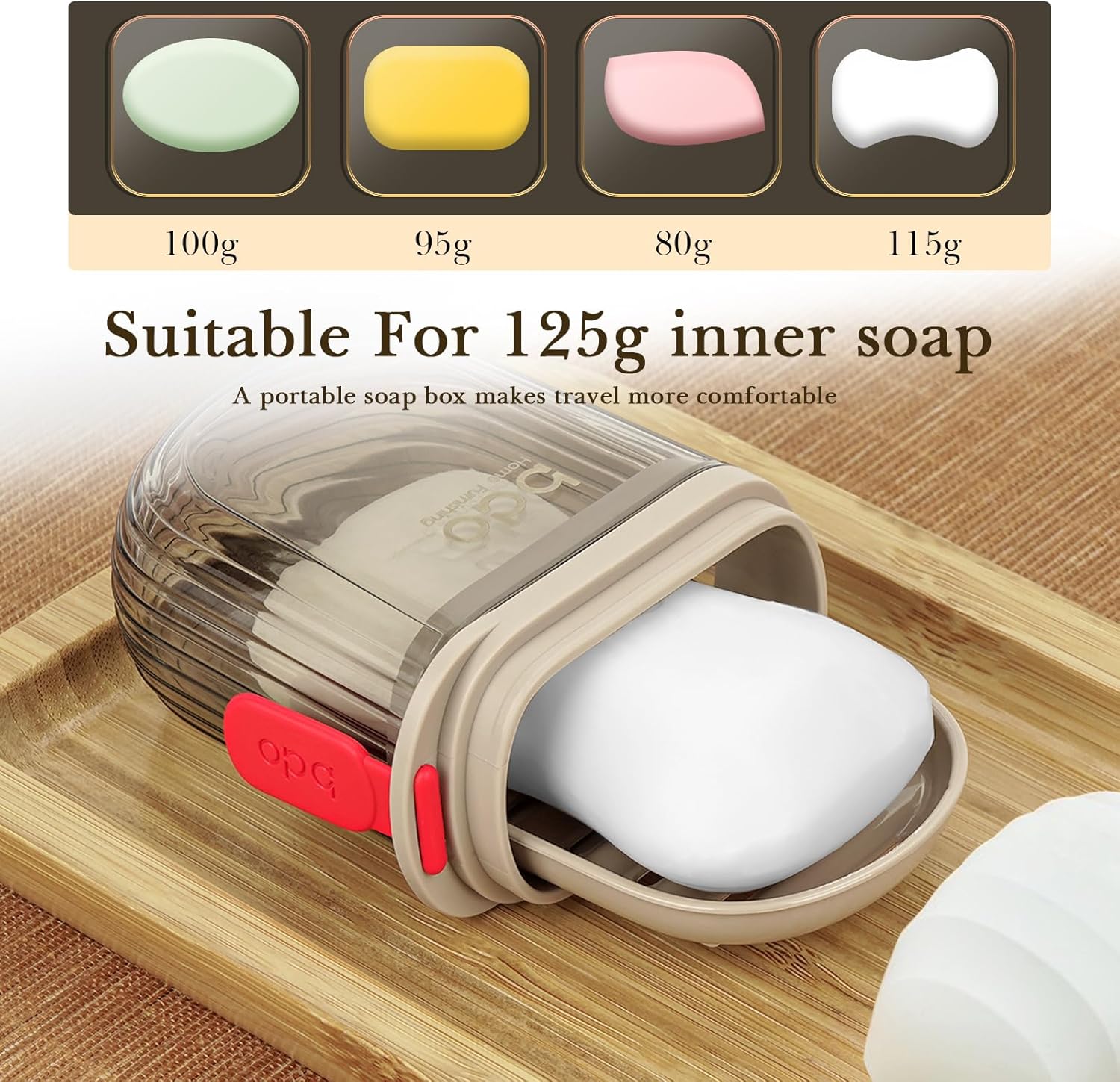 2 Pack Travel Soap Case, Leak Proof Bar Soap Holder with Drainer Tray, Portable Soap Dish Container for Shower, Gym, Camping & Travel (Clear)