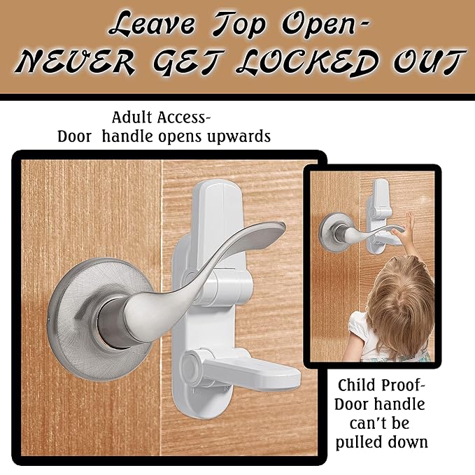 2 Pack - Door Lever Baby Safety Lock - Baby Proofing - Prevent Little Kids from Opening Doors with A Child Proof Door Handle Lock - 3M Adhesive - Driddle