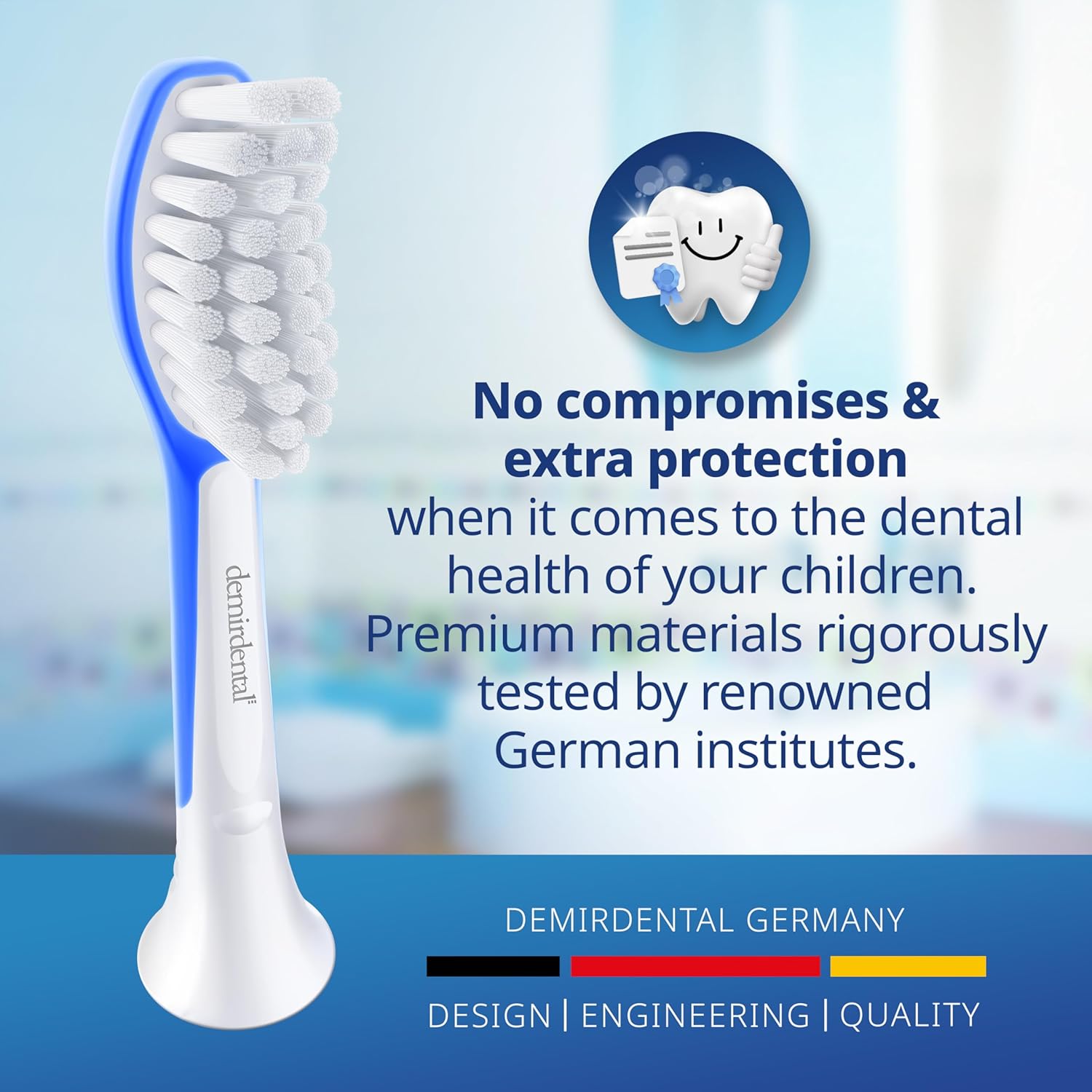 demirdental Kids Toothbrush Heads Compatible with Philips Sonicare Kids Toothbrush Heads - Replacement Heads Sensitive - Brush Heads from Ages 7 to 10 - Dark Blue - Replaces HX6048-8 Pack