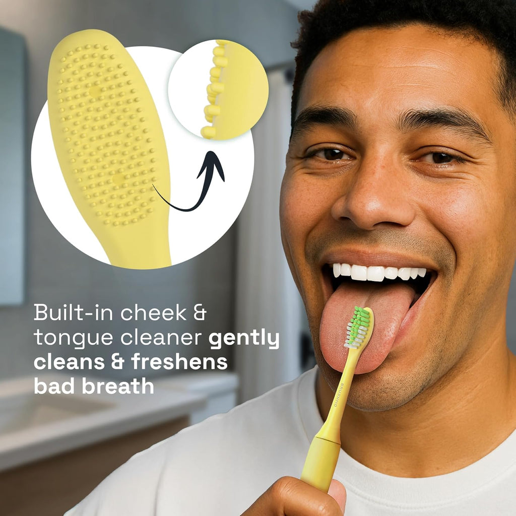 Brushmo Replacement Toothbrush Heads, Compatible with Philips One for Sonicare Electric Toothbrush Handles HY1022, 4 Standard Heads with Tongue Cleaner, Soft Dupont Bristles, BM124m, Mango