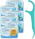 240 Count Dental Floss Picks – Mint Flavored Flossers with Built-in Toothpick for Deep Cleaning – 4 Portable Boxes of 60 – Strong & Smooth Floss Sticks for Family Home Travel - Adults & Kids