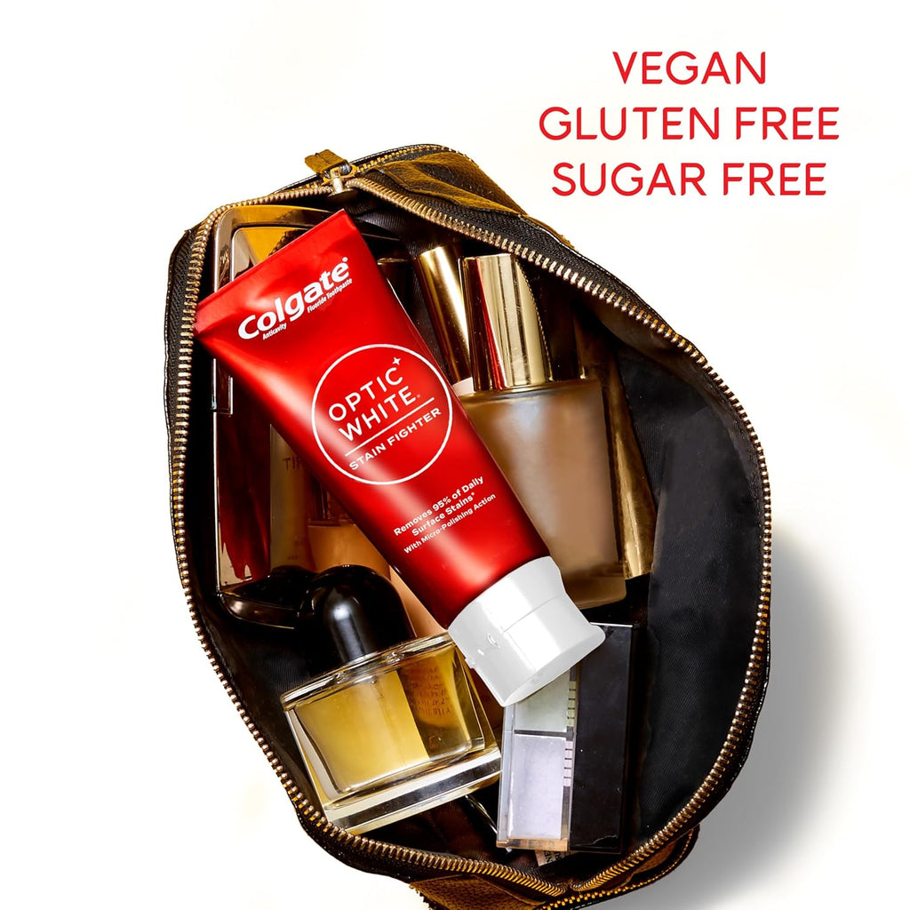 Colgate Optic White Stain Fighter Teeth Whitening Toothpaste, Anticavity Fluoride Toothpaste for Whitening Teeth, Helps Remove Daily Surface Stains, Fresh Mint, 4.2 oz