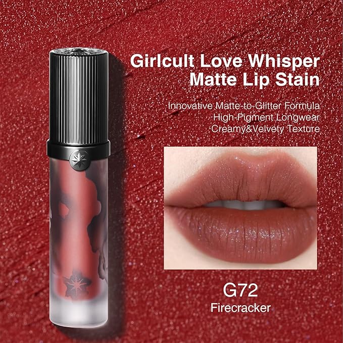 GIRLCULT Matte Lip Stain – Lightweight Velvet Lip Tint, Long Lasting Liquid Lipstick, Transfer Resistant, Non-Drying & Smudge Proof Formula (G72)