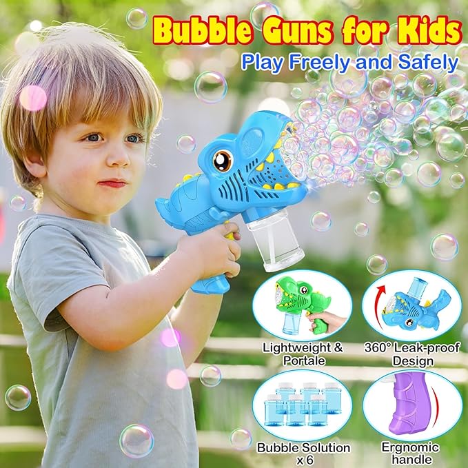 3 Bubble Guns Kids Toys - Rechargeable Bubbles Machine Outside Toys for Ages 3-5 Birthday Gift 3 4 5 6 7 8 Year Old Christmas Stocking Stuffers New Year Eve Gift Easter Valentine (Green+Blue+Purple)