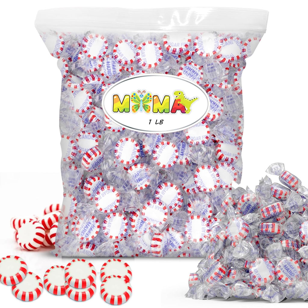 Starlight Sugar Free Peppermint Candy - 1 lb Individually Wrapped Refreshing Peppermints in Bulk - Hard Mima's Summer Mega Sale Candy Mints Bag for Christmas Parties and Holiday Gatherings