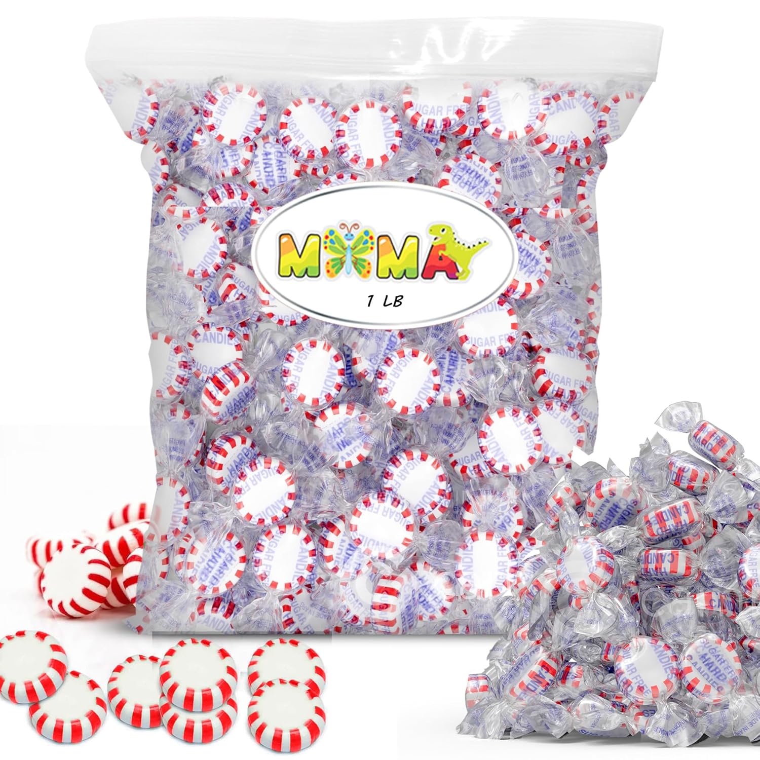 Starlight Sugar Free Peppermint Candy - 1 lb Individually Wrapped Refreshing Peppermints in Bulk - Hard Mima's Summer Mega Sale Candy Mints Bag for Christmas Parties and Holiday Gatherings