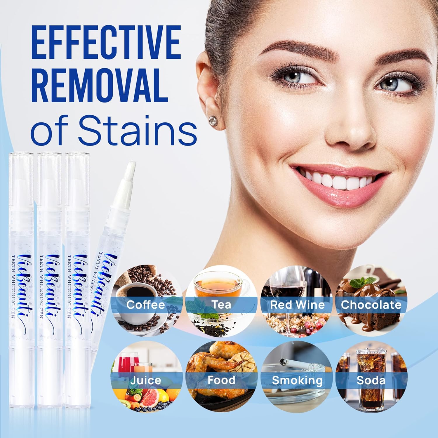VieBeauti Teeth Whitening Pen (4 Pcs), 40+ Uses, Effective, Painless, No Sensitivity, Travel-Friendly, Easy to Use, Beautiful White Smile, Mint Flavor