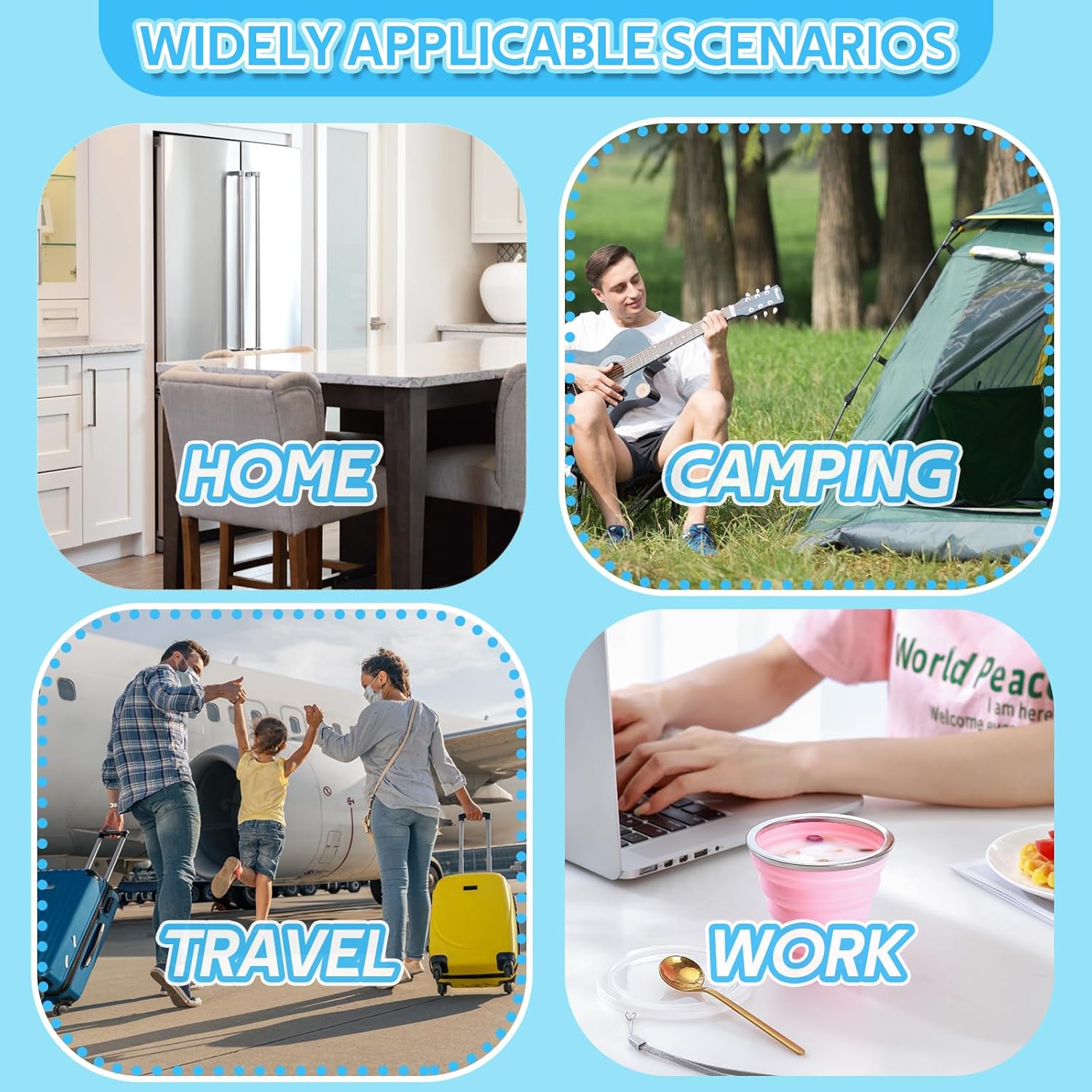 Toothbrush Travel Case, Travel Toothbrush Silicone Collapsible Toothbrush Cup, Travel Toothbrush Set Suitable for Business Camping Travel or Daily Use (Blue)