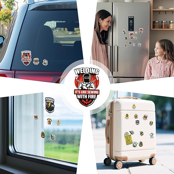 100 PCS Hard Hat Stickers Pack, Vinyl Waterproof Funny Decals with Welding Tools Safety Work Quotes, Gift for Construction Workers Mechanics Engineers Electricians Laptop Water Bottle Toolbox