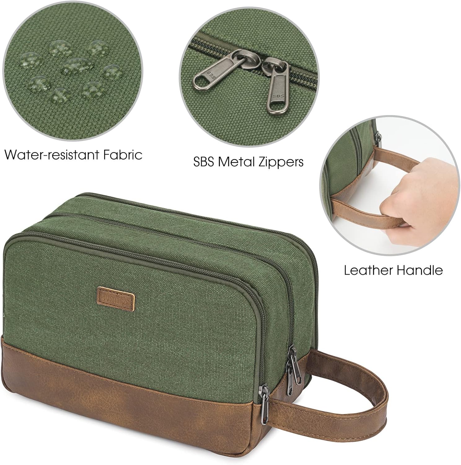 WANDF Travel Toiletry Bag for Men Large Toiletries Shaving Bag Water Resistant Hanging Dopp Kit Travel Accessories Bag for Women Men (Green)