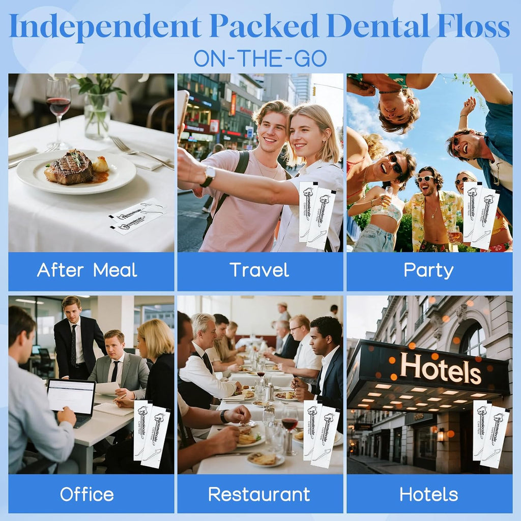 Individually Wrapped Dental Floss Picks Bulk Disposable Flossing Sticks Teeth Cleaning and Oral Care Travel Size Dental Tooth Floss Pack for Hotels, Weddings, Guests & Business Single Use (500 Pack)