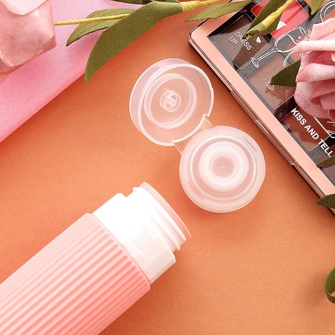 Travel Bottles for Toiletries, Tsa Approved 3oz Portable Travel Bottles, BPA Free Leak Proof Squeezable Silicone Travel Size Containers, Travel Accessories with Clear Toiletry Bag (4 Pack)