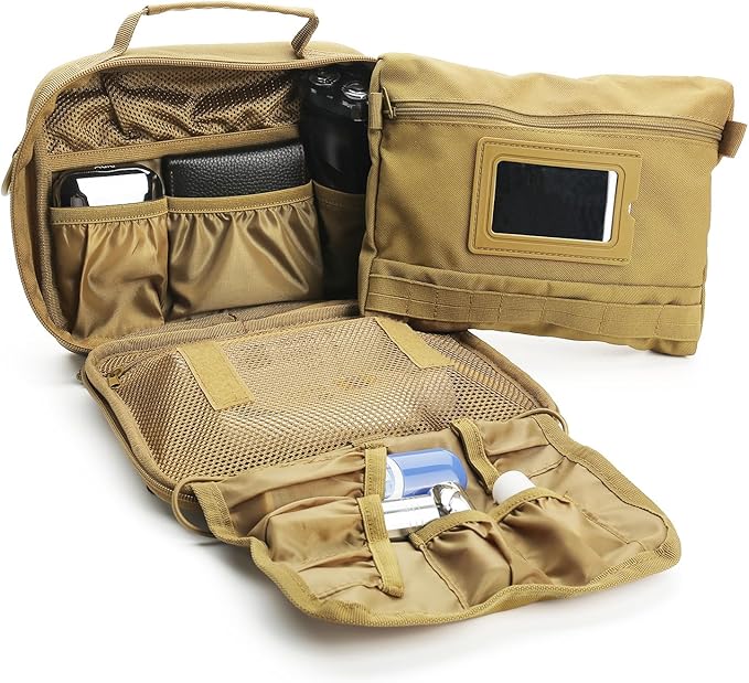 SMONT Tactical Toiletry Bag for Men, 9.5" Hanging Dopp Kit Shaving Hygiene Bag for Traveling Bathroom
