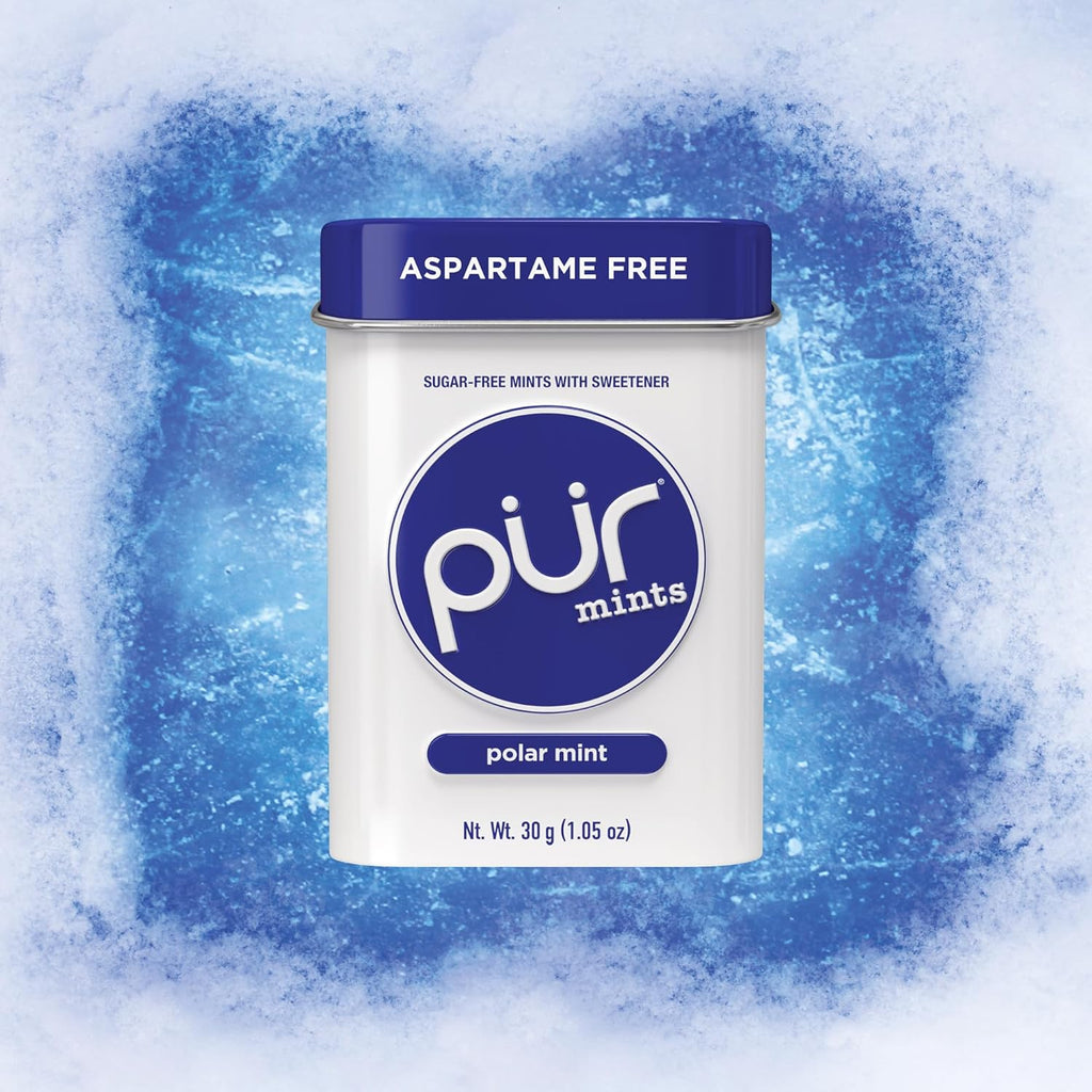 PUR Mints | Aspartame-Free | Made with Xylitol | Sugar-Free, Vegan, Gluten-Free & Keto Friendly | Natural Polar Mint Flavor, 30 Pieces (Pack of 12)